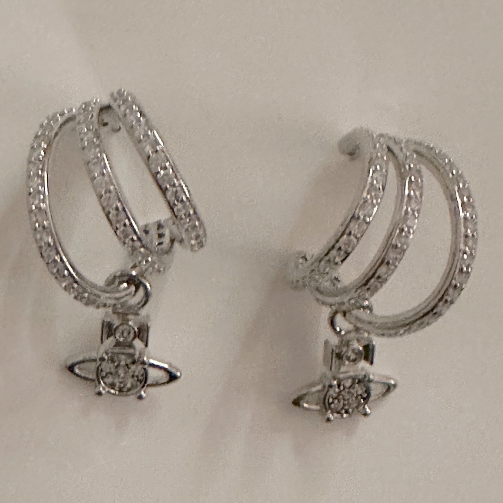 Vivienne Westwood silver sparkly crystal earrings